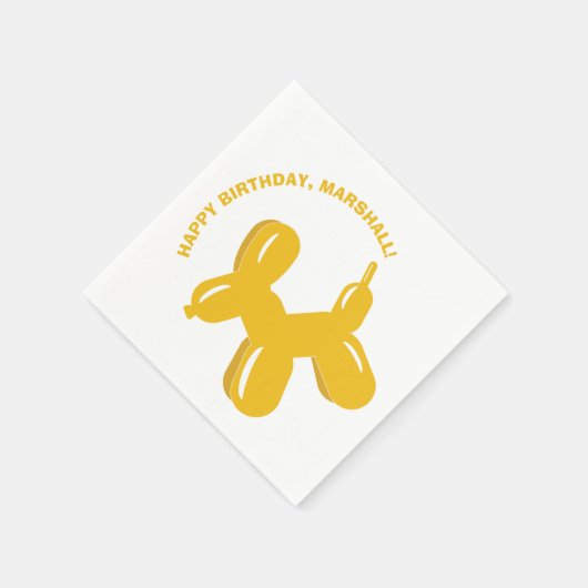 Yellow Dog Ballon Animal Birthday Party Serviette (Ecke)