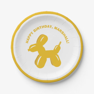 Yellow Dog Ballon Tier Personalisiertes Party Pappteller