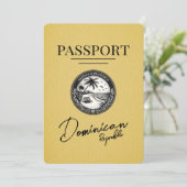 Yellow Dominican Passport Save The Date (Stehend Vorderseite)