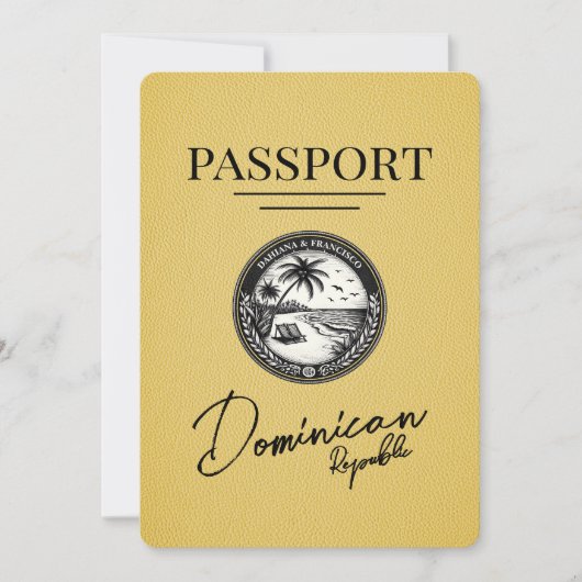 Yellow Dominican Passport Save The Date (Vorderseite)
