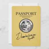 Yellow Dominican Republic Passport Wedding Einladung (Rückseite)