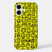 Yellow Doodle Pattern Phone Case – Abstract Black (Rückseite)