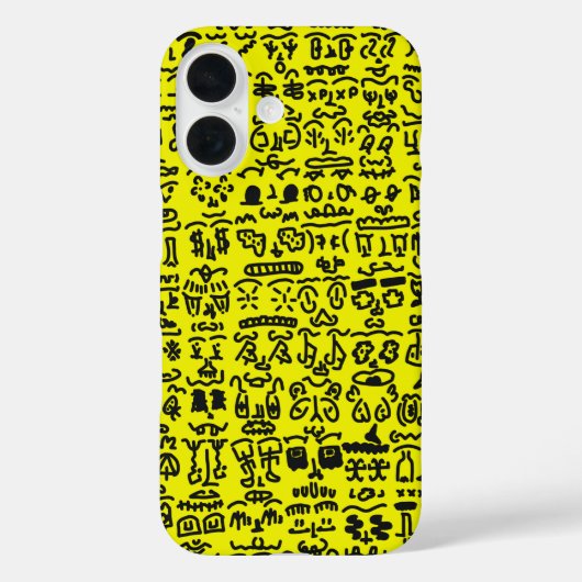 Yellow Doodle Pattern Phone Case – Abstract Black  (Rückseite)