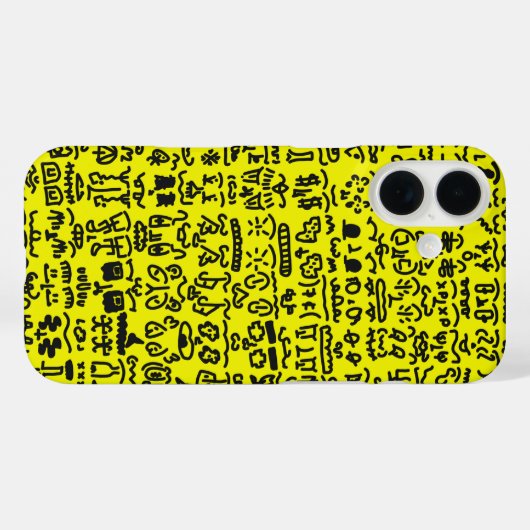 Yellow Doodle Pattern Phone Case – Abstract Black (Rückseite (Horizontal))