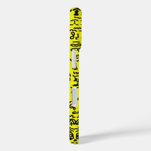 Yellow Doodle Pattern Phone Case – Abstract Black (Rückseite / Rechts)