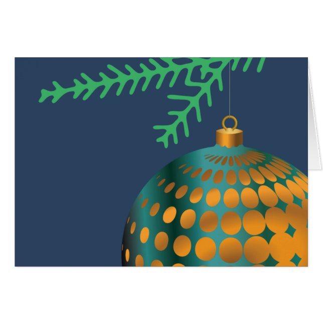 Yellow Dots Xmas Ball Ornament on Blue (Vorderseite (Horizontal))