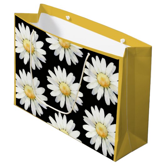 Yellow Dotted Daisy's Große Geschenktüte (Vorderseite Schrägansicht)