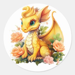 Yellow Dragon Runder Aufkleber