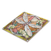 Yellow Dragonfly Art Nouveau Deko gestettetes Glas Fliese (Seite)