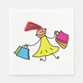 Yellow Dress Happy Girl Shopping Serviette (Vorderseite)