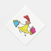 Yellow Dress Happy Girl Shopping Serviette (Ecke)