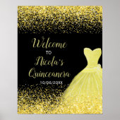 Yellow Dress Imitats Glitzer Quinceanera Willkomme Poster (Vorne)