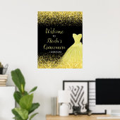 Yellow Dress Imitats Glitzer Quinceanera Willkomme Poster (Heimbüro)