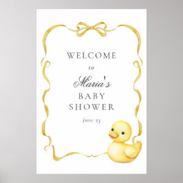 Yellow Duck and Ribbons Babydusche Begrüßungszeich Poster