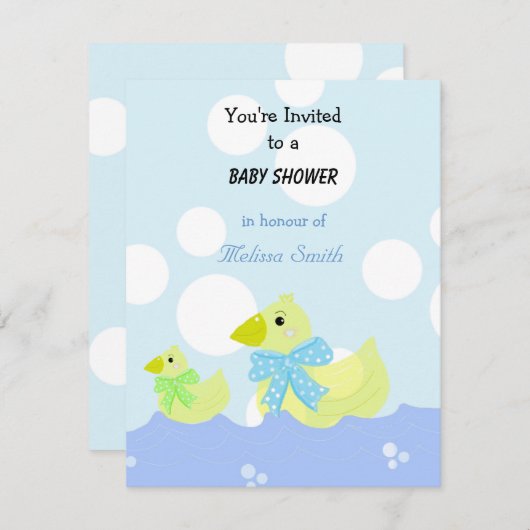 Yellow Duck Baby Duck Einladung (Vorne/Hinten)