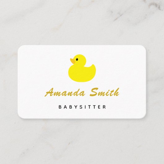 Yellow Duck Babysitter Minimal Visitenkarte (Vorderseite)