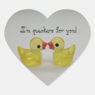 Yellow Duck Love Herz-Aufkleber