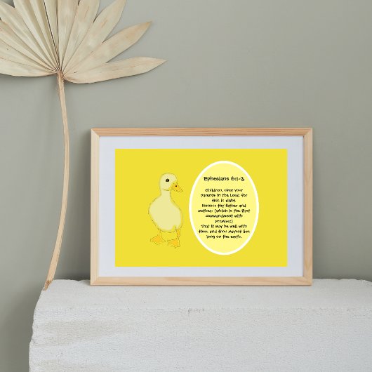 Yellow Duckie Bible Verse Baby's Room Poster