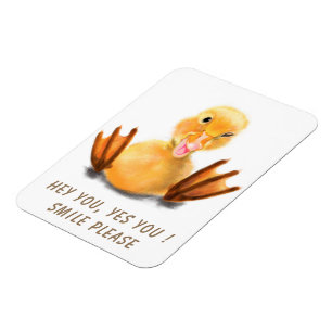 Yellow Duckling Playful Wink Magnet Smile Cartoon