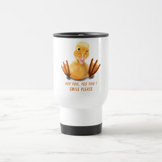 Yellow Duckling Playful Wink Travel Mug Smile Reisebecher (Mittel)