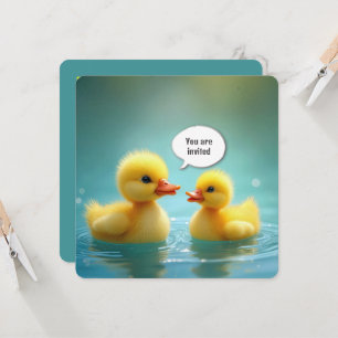 Yellow Ducklings Babydusche Einladung