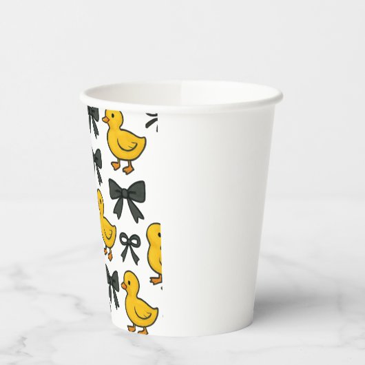 Yellow Ducks & Bows Party Paper Cup Pappbecher (Links)