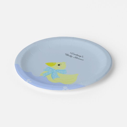 Yellow Ducky Baby Dusche Pappteller (Schrägansicht)