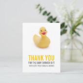 Yellow Ducky Baby Showdusche Vielen Dank Postkarte (Stehend Vorderseite)