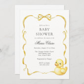Yellow Ducky und Ribbons Baby Dusche Einladung (Vorne/Hinten)
