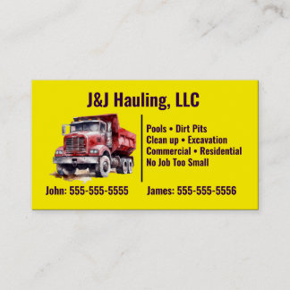 Yellow Dump Truck Business Card Visitenkarte