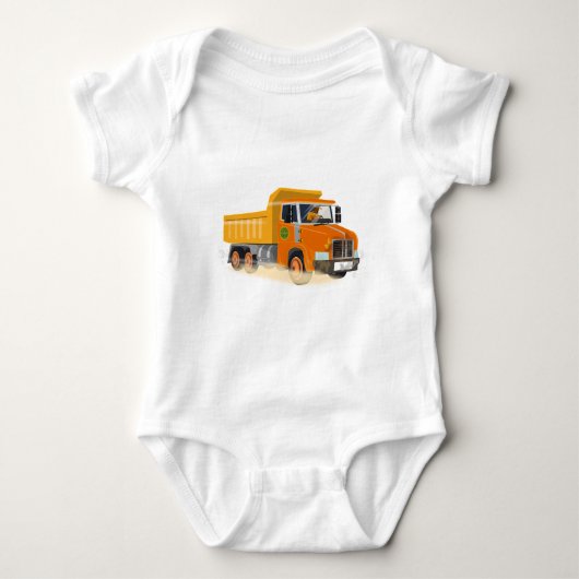 Yellow Dump Truck Cartoon für Kinder Baby Strampler (Vorderseite)