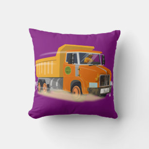 Yellow Dump Truck Cartoon für Kinder Kissen