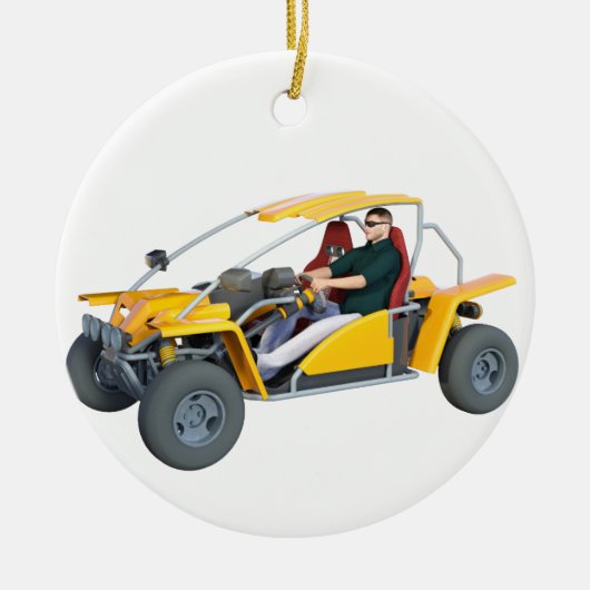 Yellow Dune Buggy Keramik Ornament (Vorne)