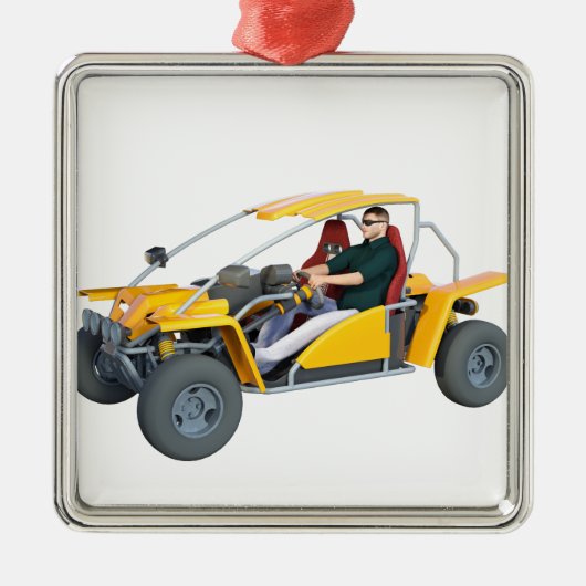 Yellow Dune Buggy Ornament Aus Metall (Vorne)