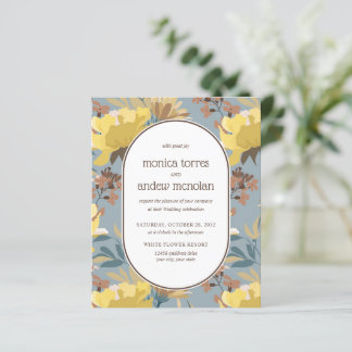 Yellow Dusky blue Brown Florals Vintage Wedding