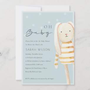 Yellow Dusky Blue Gray Bunny Bunny Oh Baby Dusche Dankeskarte