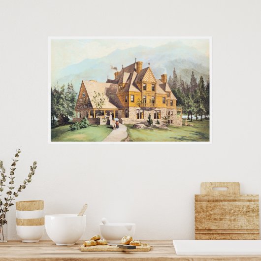 Yellow Elaborate Viktorianisch Style Zuhause Poster (Küche)