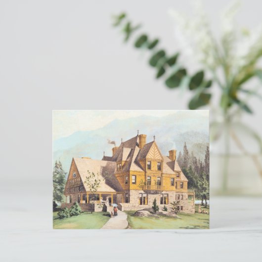 Yellow Elaborate Viktorianisch Style Zuhause Postkarte (Stehend Vorderseite)