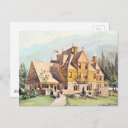 Yellow Elaborate Viktorianisch Style Zuhause Postkarte (Vorne/Hinten)