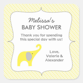 Yellow Elefant Baby Dusche Gefallen Danke Quadratischer Aufkleber