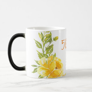 Yellow Elegant 50. Monogram Wedding Anniversary Verwandlungstasse