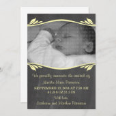 Yellow Elegant Chalkboard Baby Ankündigung (Vorne/Hinten)