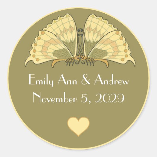 Yellow Elegante Art Deco Runder Aufkleber (Vorderseite)