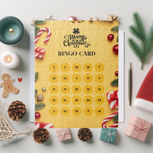 Yellow Elegante Christmas Bingo Jigsaw Puzzle