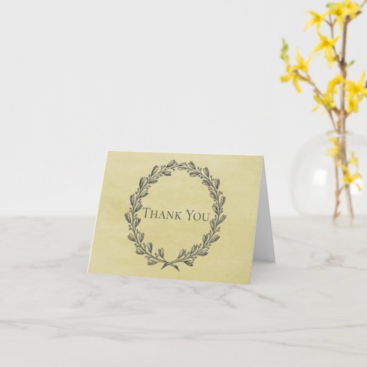 Yellow Elegante Kranz Dankeschön Karte (Gelbe Blume)