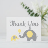 Yellow Elephant Baby Dusche Danke, Cards flach Dankeskarte (Stehend Vorderseite)