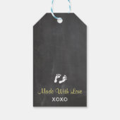 Yellow Elephant Baby Dusche Danke Chalkboard Geschenkanhänger (Rückseite)