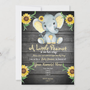 Yellow Elephant Baby Dusche Einladung, rustikal Einladung