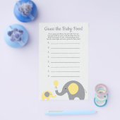 Yellow Elephant Baby Dusche Ratet Baby Food Game Flyer (Einzeln)