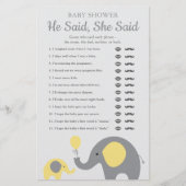 Yellow Elephant Baby Dusche sagte er sagte, sie sa Flyer (Vorne)